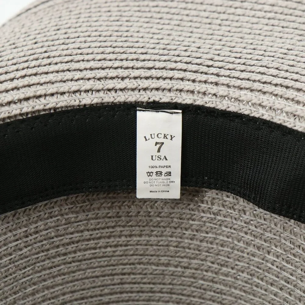 Lucky 7 USA Boho Western Light Gray Paper Straw Foldable Hat Cowboy